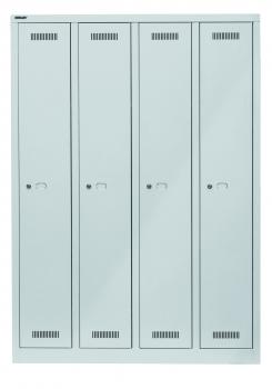 Bisley MonoBloc™ Garderobenschrank, 4 Abteile, je 1 Fach, Farbe lichtgrau