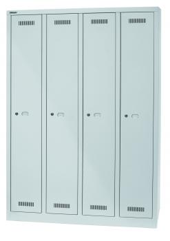 Bisley MonoBloc™ Garderobenschrank, 4 Abteile, je 1 Fach, Farbe lichtgrau