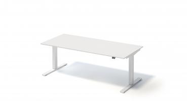 Varia Schreibtisch, 650-1250 mm elektrisch höhenverstellbar, B 1800 x T 800 mm, Dekor weiß, Gestell verkehrsweiß;