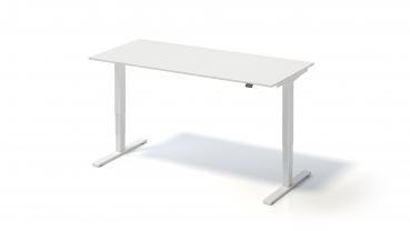 Varia Schreibtisch, 650-1250 mm elektrisch höhenverstellbar, B 1800 x T 800 mm, Dekor weiß, Gestell verkehrsweiß;