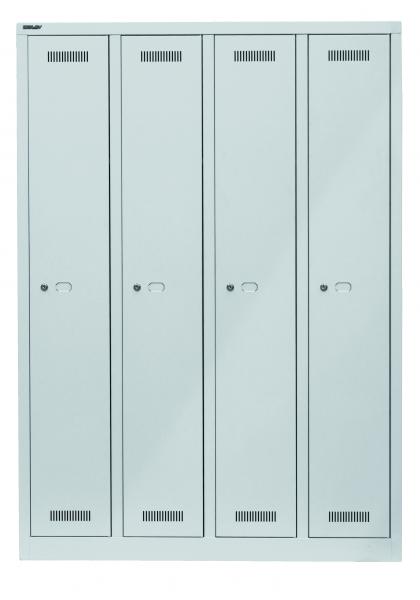 Bisley MonoBloc™ Garderobenschrank, 4 Abteile, je 1 Fach, Farbe lichtgrau