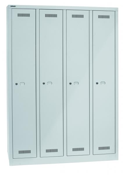 Bisley MonoBloc™ Garderobenschrank, 4 Abteile, je 1 Fach, Farbe lichtgrau