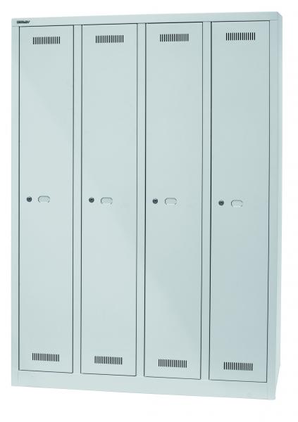 Bisley MonoBloc™ Garderobenschrank, 4 Abteile, je 1 Fach, Farbe lichtgrau